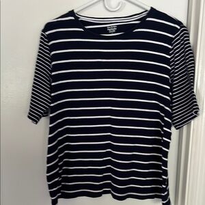 Women's Navy and White Striped Top